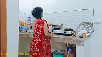 Desi step sister Hot sex in red saree In Kitchen